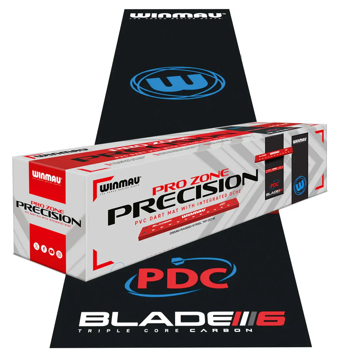 Winmau - Pro Zone Precision PVC Dart Mat with Integrated Oche
